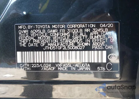 2020 Lexus Ls 500 из США, поврежденный, VIN JTHD51GF2L5008027